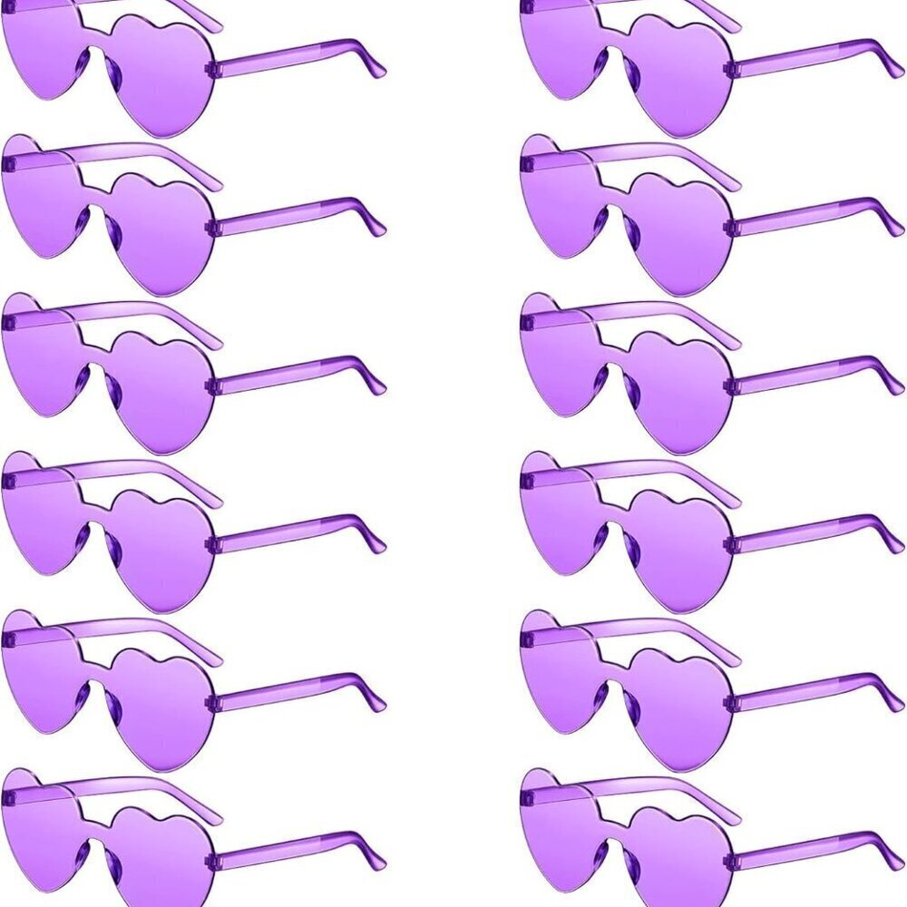 16 Pairs Heart Shaped Sunglasses Bulk Candy Color Rimless Women Men Party